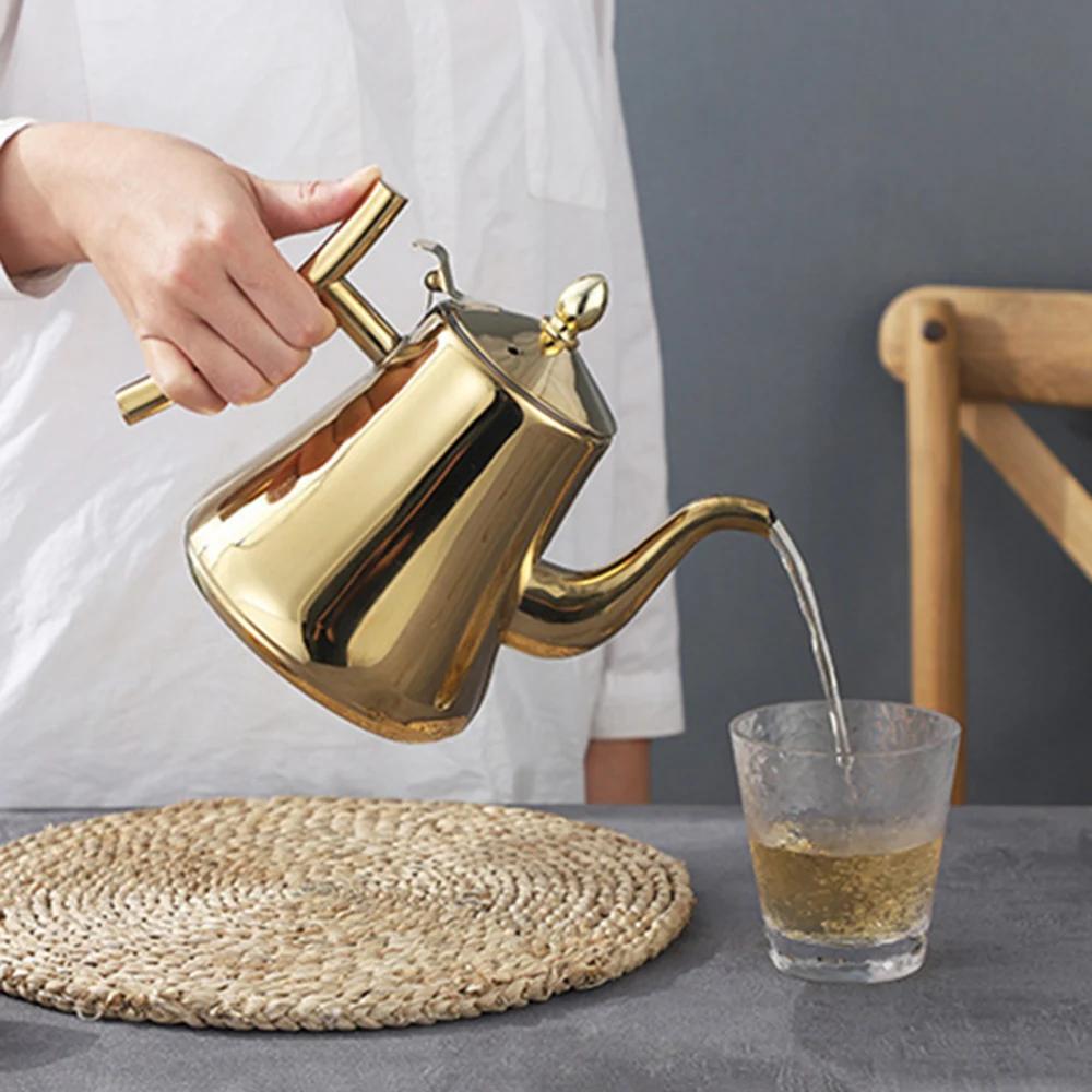 1 Pcs Thickened Stainless Steel Teapot Kettle Kettle El Restaurant Home Induction Cooker Flower Teapot Coffee Pot