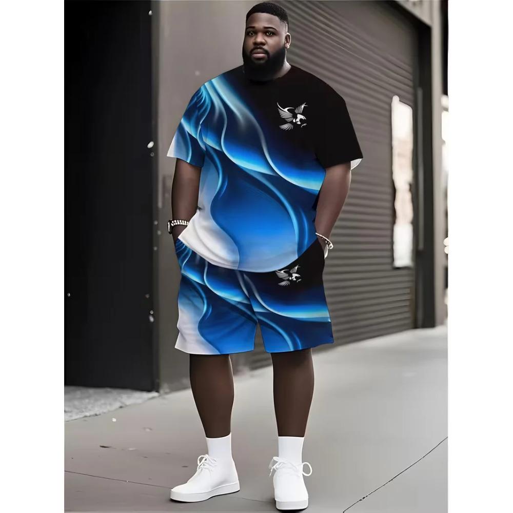 Summer Men s Flame Pattern Printed Sports Suit Fashion Trend Breathable Versatile S