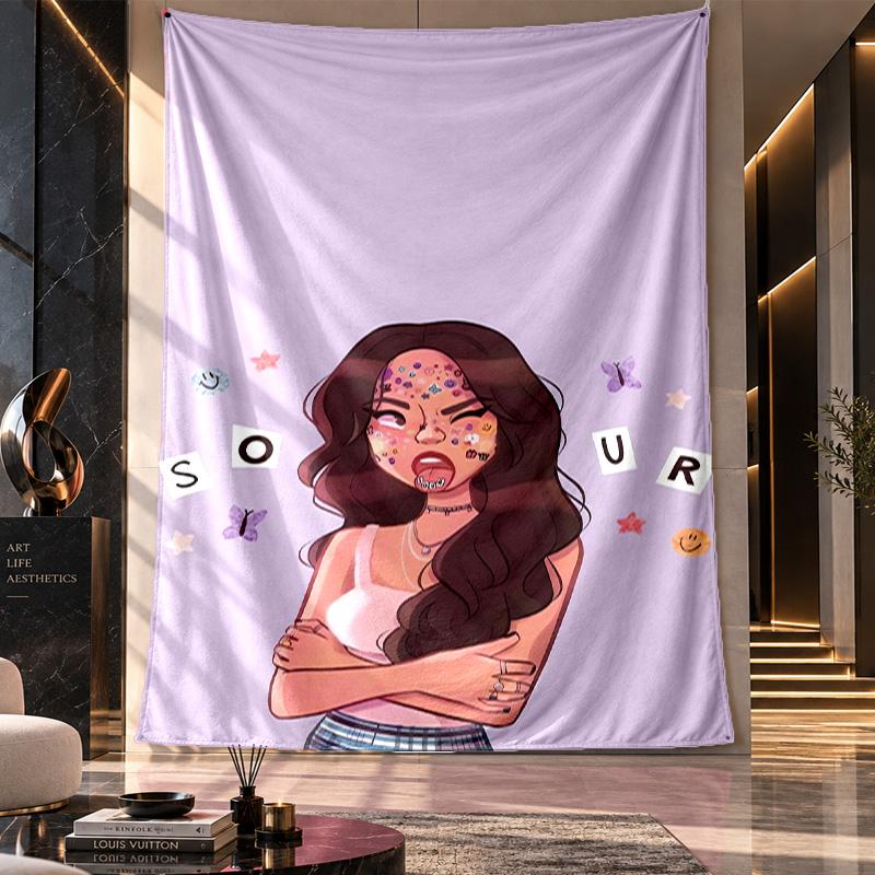 Wall Hanging Tapestry,Olivia Rodrigo Printed Fabric Backdrop For Dorm Room Party Decoration
