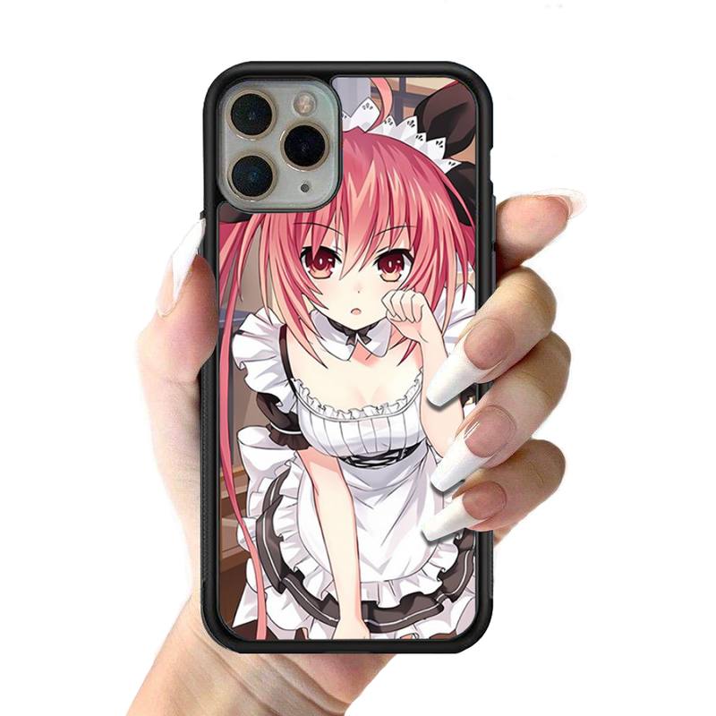 Niedliches Dienstmädchen Handyhülle Silikon PC+TPU Hülle für iPhone 11 12 13 Pro Max 8 7 6 Plus X SE XR Hart Fundas