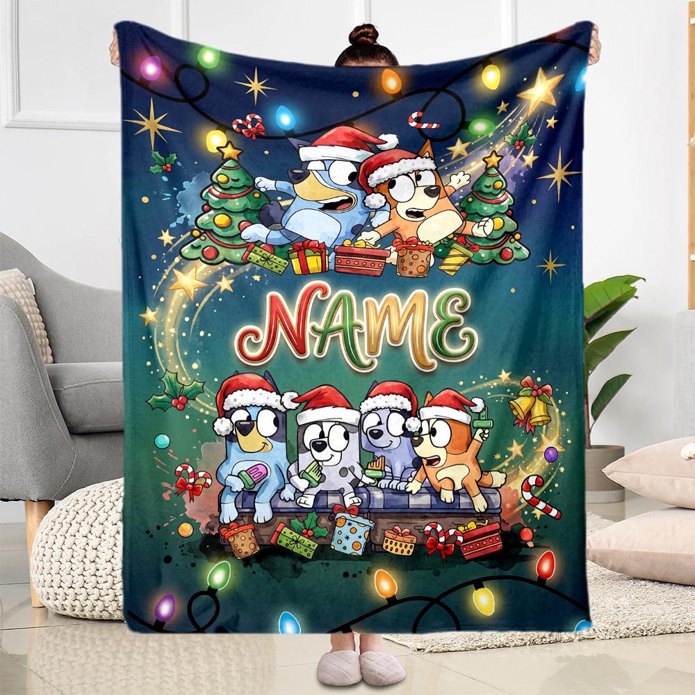 Christmas Pals Celebration Personalized Name Blanket Throw Personalized Blanket Durable Comfort Versatile for Bed Office Chair Bedding Couch