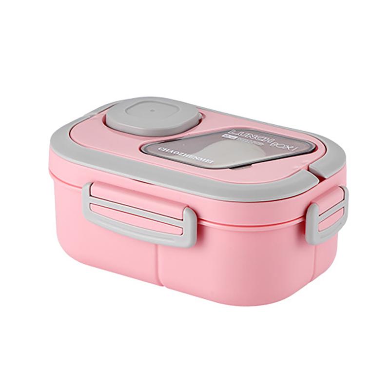 Convenient Insulated Lunch Box, European Oval Sealed Fresh-keeping Lunch Box, Double-layer Household Adult Bento Box розовый