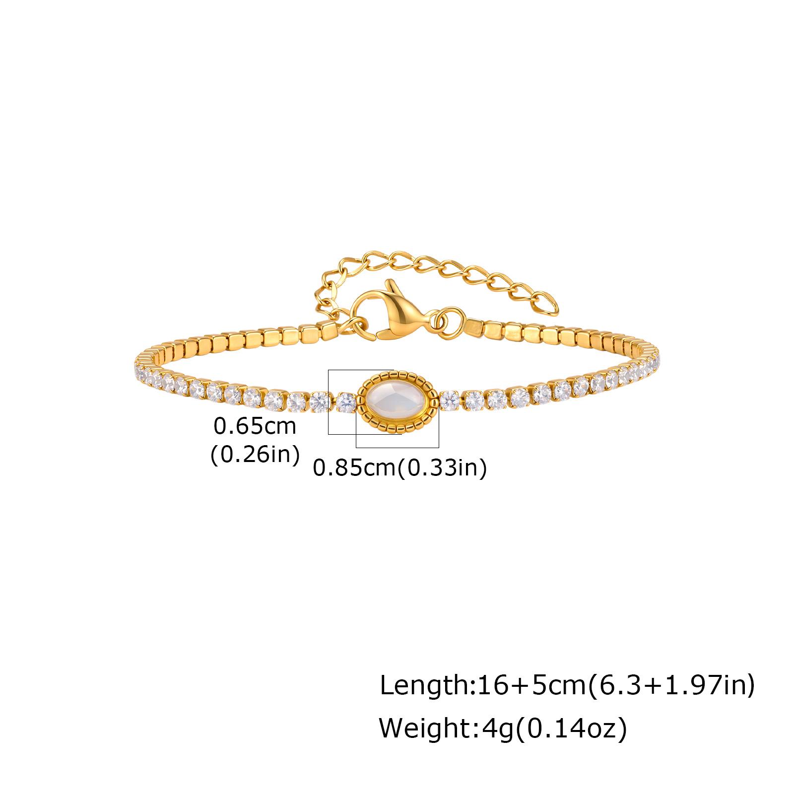 

Fashion Natural Shell Stone Charm Bracelet for Women, Stainless Steel Zircon Tennis Chain Bracelets, Exquisite Luxury Jewelry