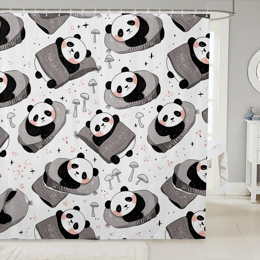 Cartoon Pig Shower Curtain Leopard Bow Bath Curtain for Boys Girls Teens Lovely Animal Cheetah Bathroom Shower Curtain Set