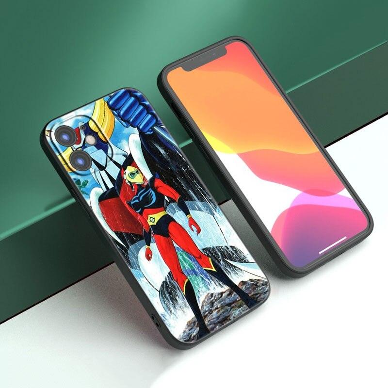 UFO Roboter Grendizer Telefon Fall Für Apple iPhone 14 13 12 Mini 11 Pro Max 7 8 XR X XS 7 8 Plus SE 2020 2022 Schwarze Abdeckung