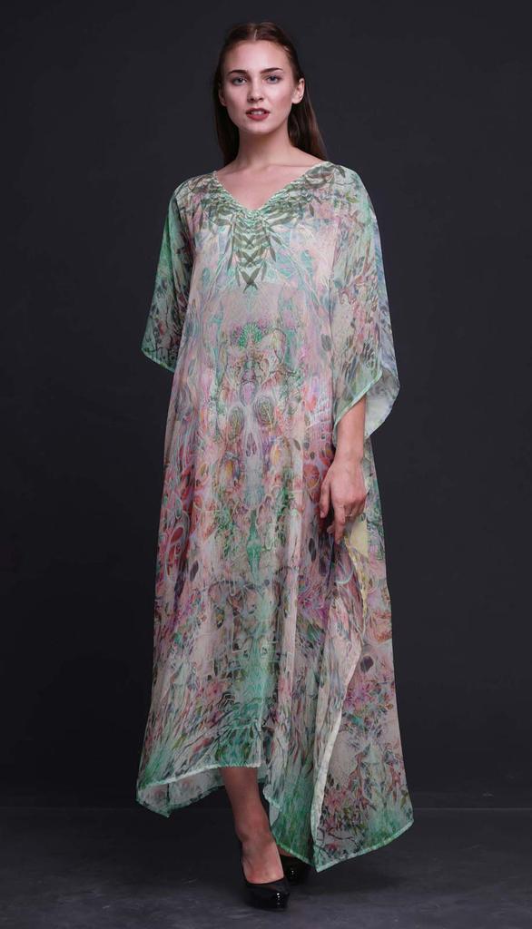 Phagun Floral & Skull Ladies Kaftan Holiday Loungewear Maxi Dress Beach
