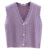 V Neck Sleeveless Knitted Cardigan Sweater Vest for Women Early Autumn New Fashion Loose Short Tank Tops Loose Casual Solid Color Elegant Clothing