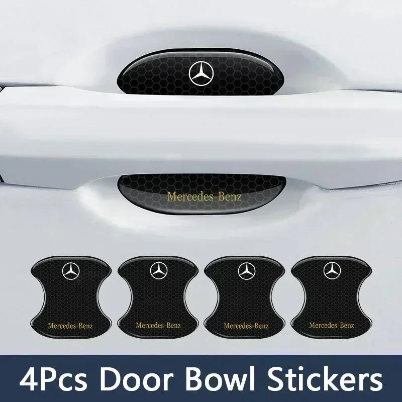 CQK1 Car Door Handle Protector Bowl Anti Scratch Reflective Sticker For Mercedes Benz   A C E   CLA180 GLB200 GLC300  CLS GLA E Class