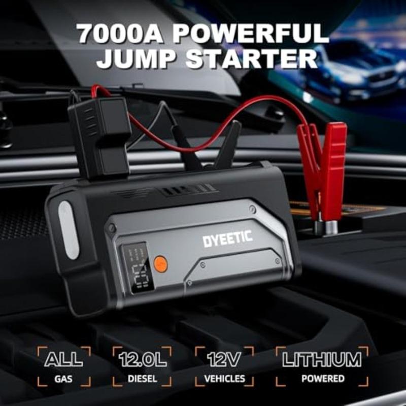 7000A Jump Starter 12V Car Battery Booster Pack All Gas/12.0L Diesel Car Starter Smart Jumper Cables Battery Jumper 26800mAh Po