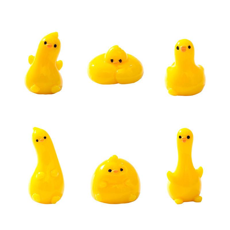 10Pcs Cartoon Funny Yellow Duck Animal Miniatures Diy Resin Ornaments Fairy Garden Decoration Moss Terrarium Micro Landscape