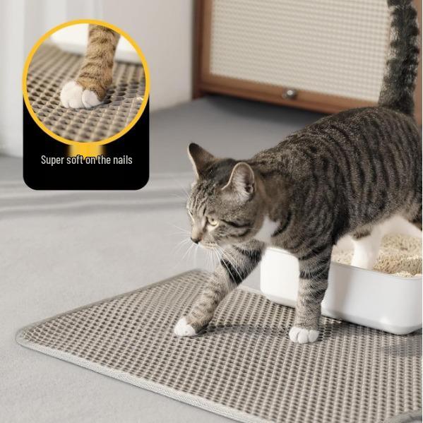 Double Layer EVA Cat Litter Mat - Foldable, Washable, Honeycomb Design for Easy Cleaning