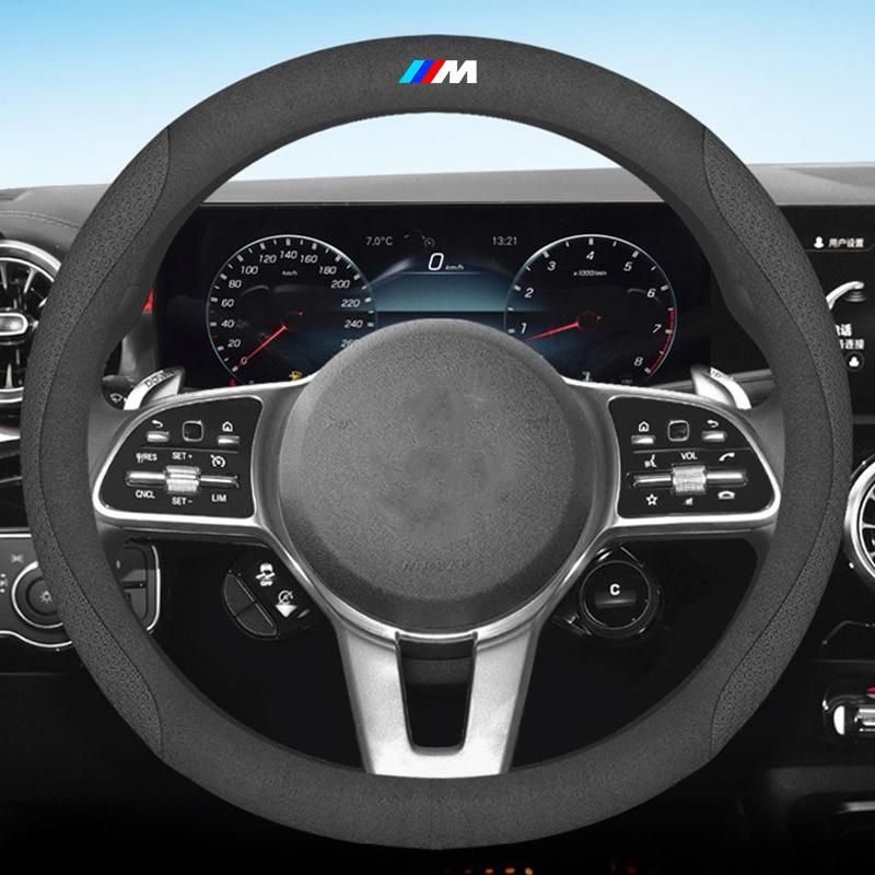 BBKS3 Suede Leather Car Steering Wheel Cover Anti-slip For BMW F30 F10 E90 F20 E46 E60 E92 E91 E28 X3 X1 X2 E70 E39 E36 X7 Accessories