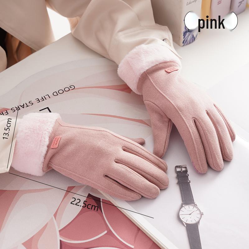 

Женские ветрозащитные перчатки для езды на велосипеде с сенсорным экраном - Толстые, с бархатной подкладкой, Милая замша для защиты от зимнего холода