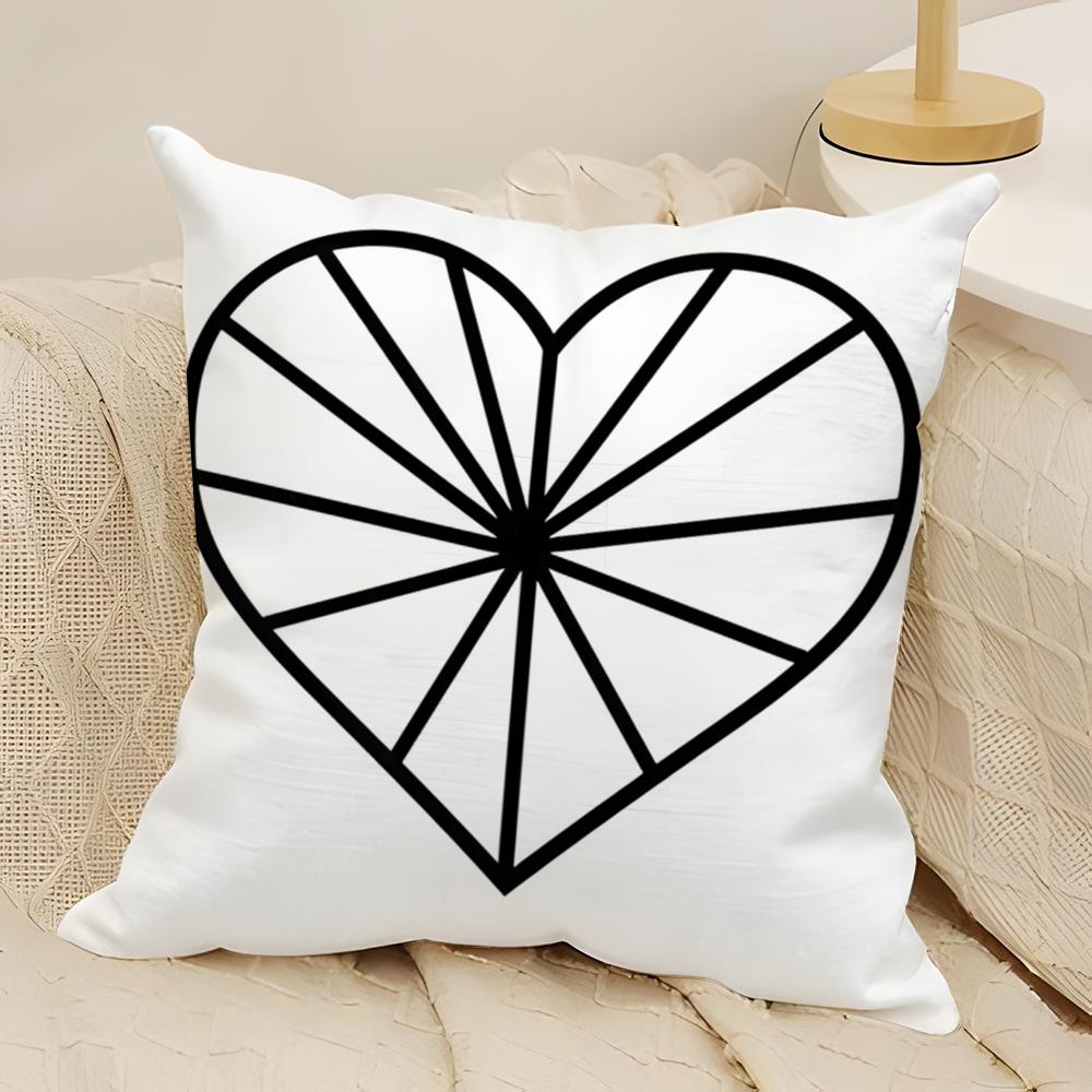 Geometric Heart Decor Pillow Case Natural Linen DoubleSided Printing Sofa Home Decor Cushion Cover