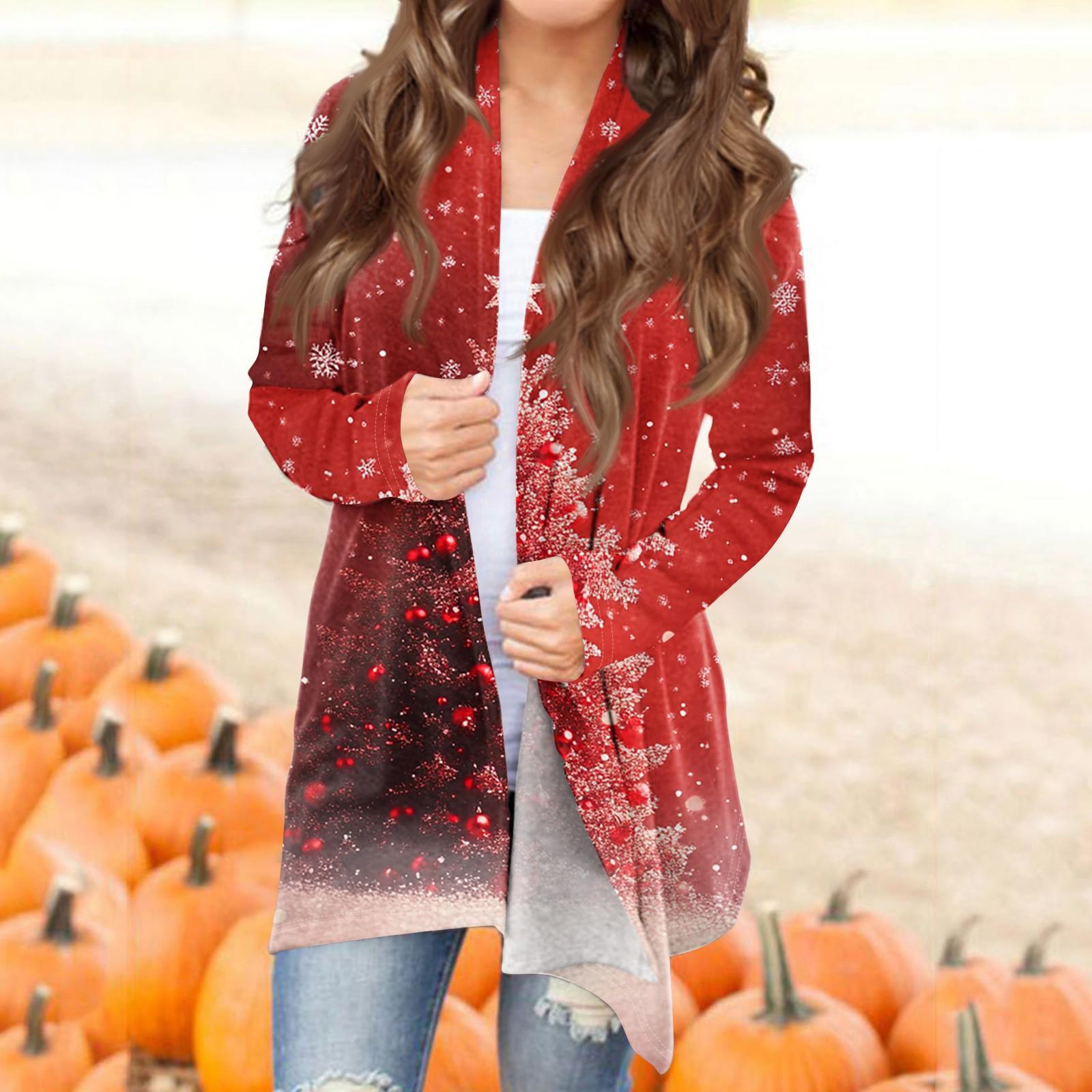 

Женская модная повседневная куртка-кардиган средней длины с принтом, пальто XXXL винный