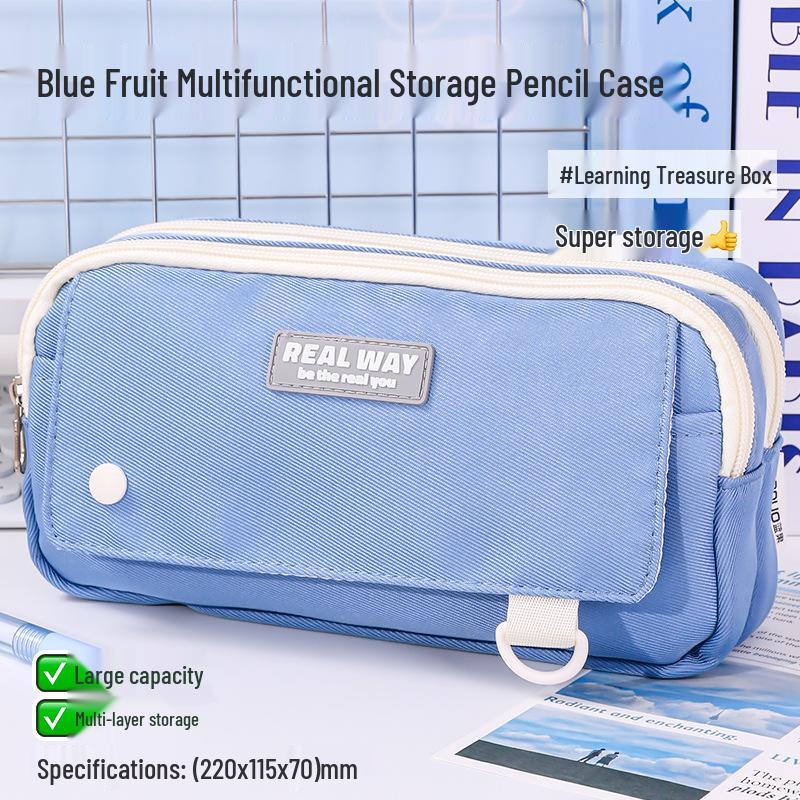 Large Capacity Blue Transparent Ita Pencil Case - Stylish and Functional for Students
