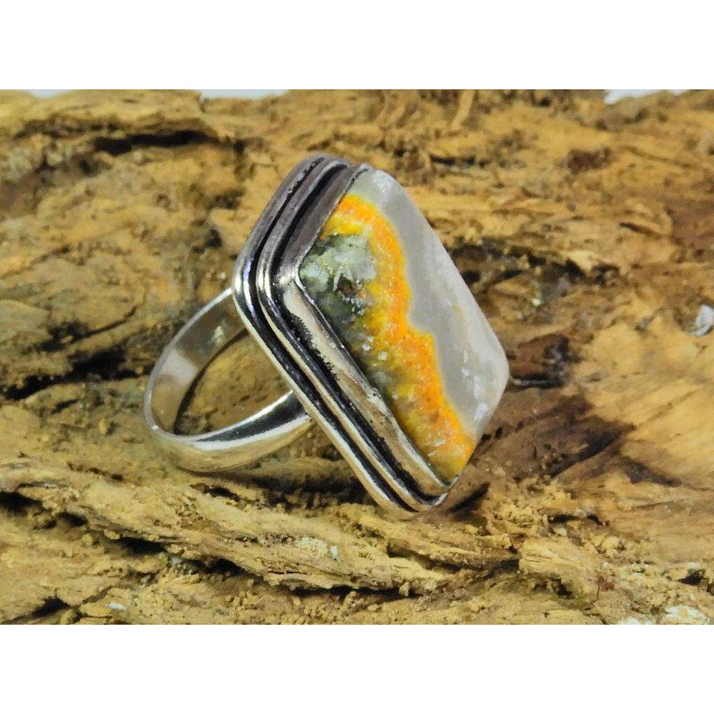 Natural BumbleBee Jasper Gemstone 925 Solid Sterling Silver Ring Size US-6.5 PG-132