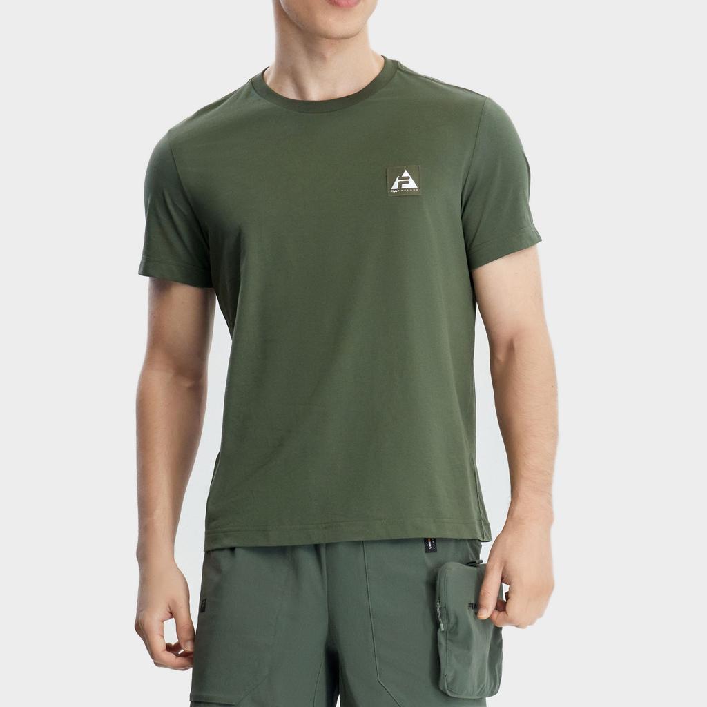FILA Basic Simple Outdoor Sports Breathable Round Neck Running Basketball Fitness Knitted Short Sleeve T-Shirt Men Tops Dark-Gray-Green A11M327111FDG