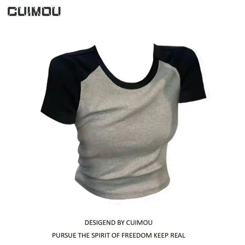 

Clearance: Retro Slimming Color Block Short Sleeve T-Shirt for Women - Sweet, Cool, Hot Girl Top S (60-80 kg)