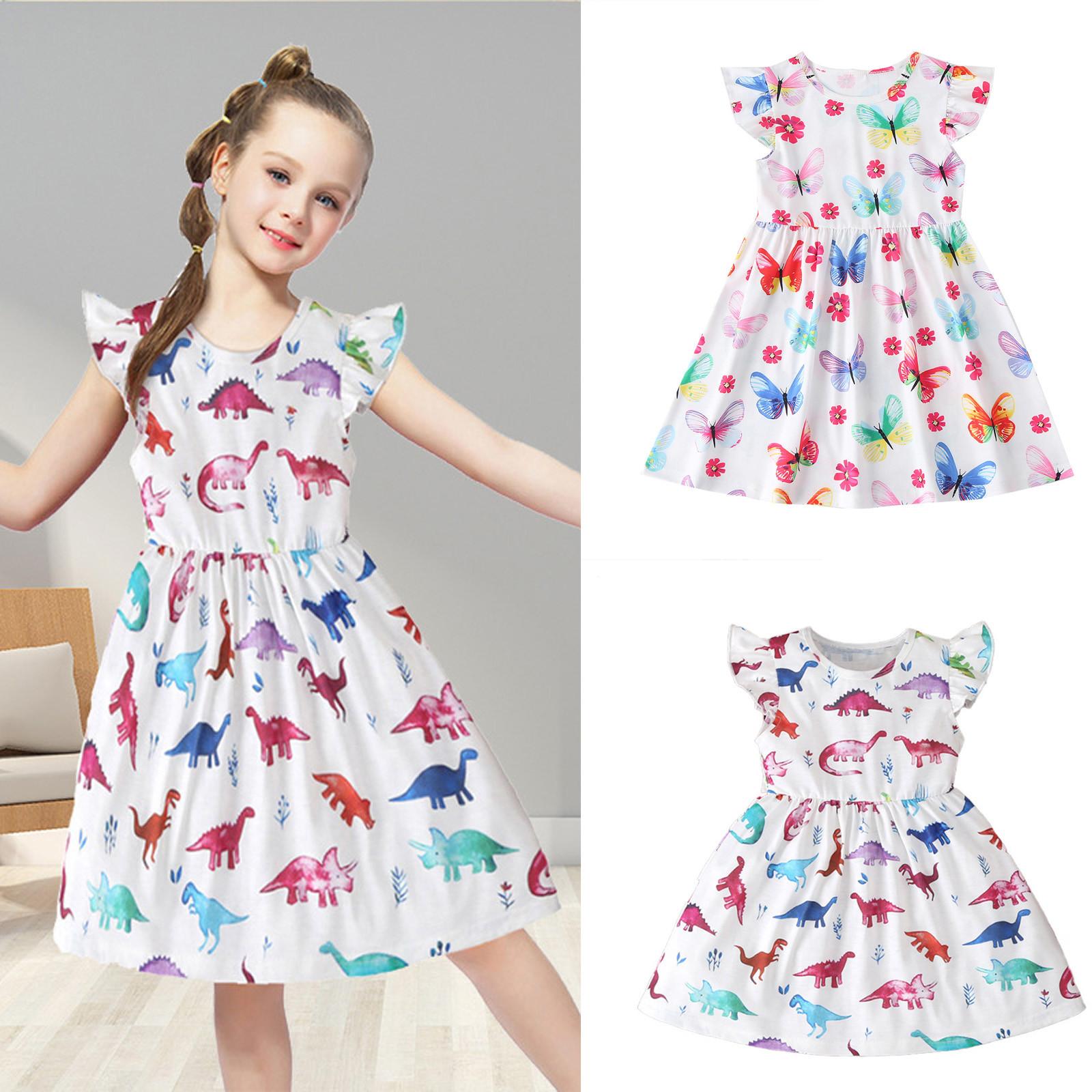 

Красочное платье принцессы динозавра с летающими рукавами для девочек 120