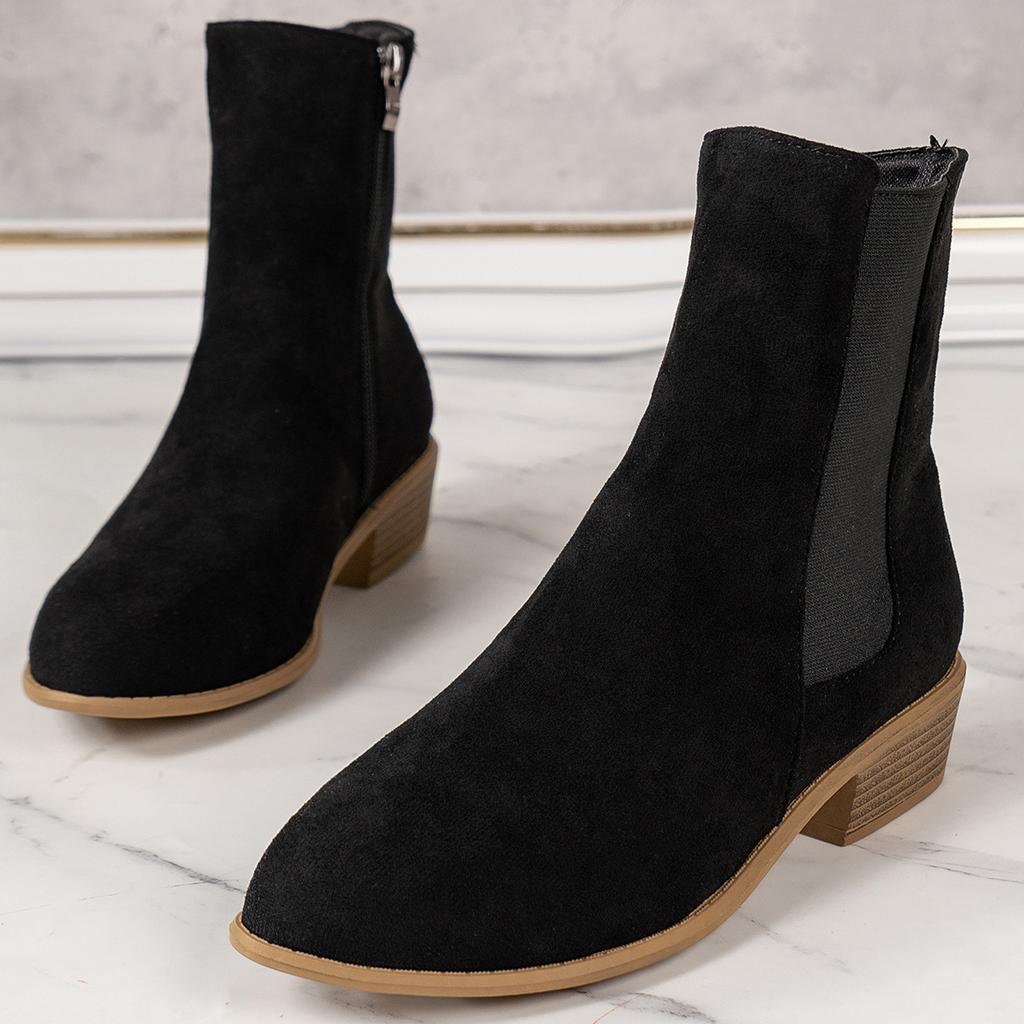 Casual fashion short boots suede side zipper square heel Martin boots women's autumn and winter women's 43