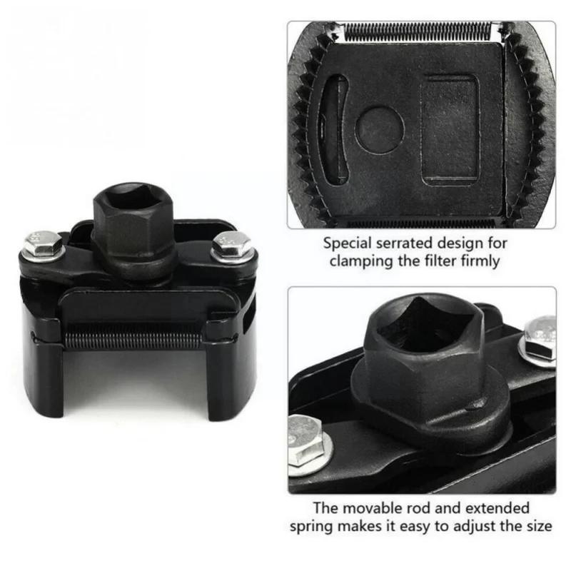 Universal Adjustable Oil Filter Wrench Two-Jaws 60-80mm Range Filter Remover Tool for Auto Maintenance