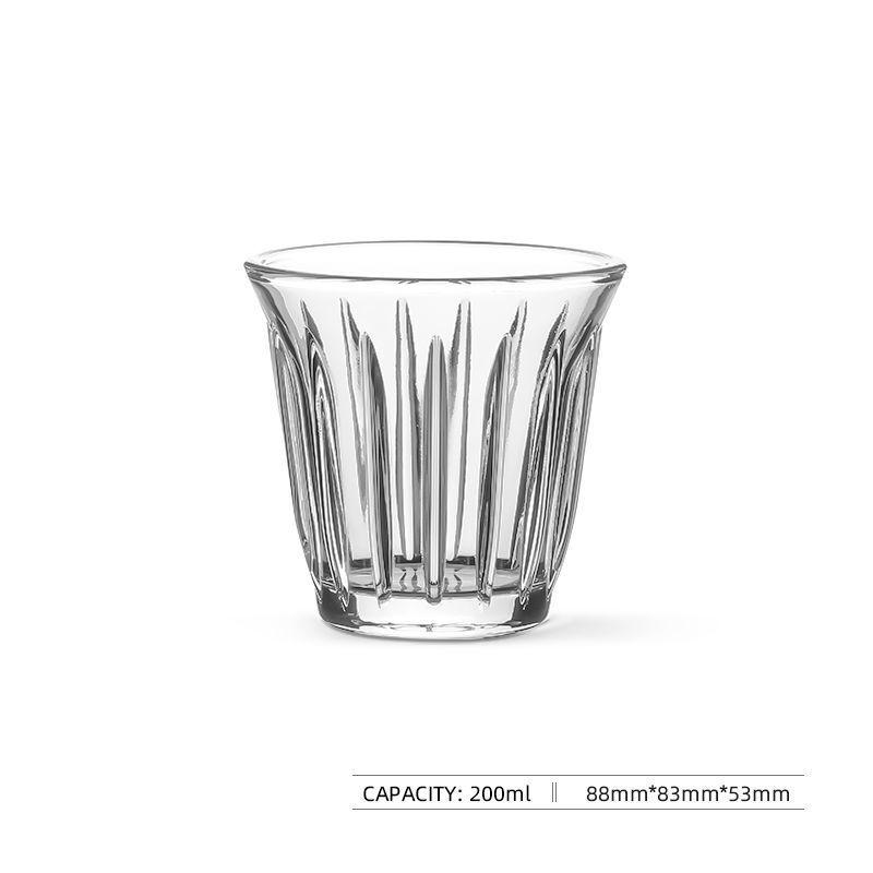 

Стеклянная кофейная чашка Leeseph, кружка для эспрессо, капучино, латте, 90 шт., 200 мл, полосатый стеклянный дизайн для домашнего бариста, кухонные принадлежности