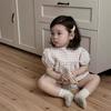Summer Girl Baby Plaid Thin Puff Sleeves Onesie Newborn Girls Loose Cotton Casual Bodysuit Infant Romper Kids Clothes
