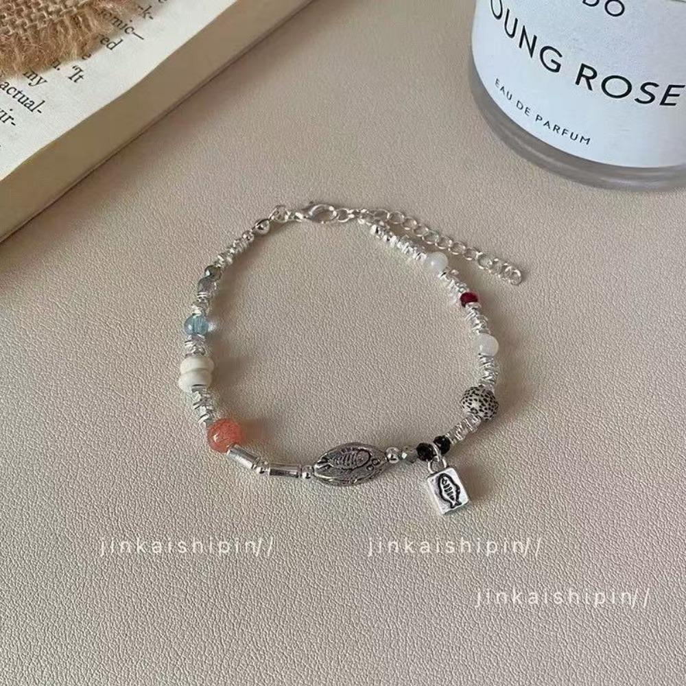 Simple Beaded Coiled Kitten Eating Fish Bracelet Cold Wind Temperament Niche Exquisite Versatile Bracelet