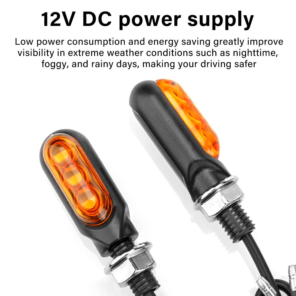 1 pair Motorcycle LED Turn Signal Lights 8mm Amber Flashing Light Blinker Turn Signal Lamp 12V Moto Indicator Lamp Accessories