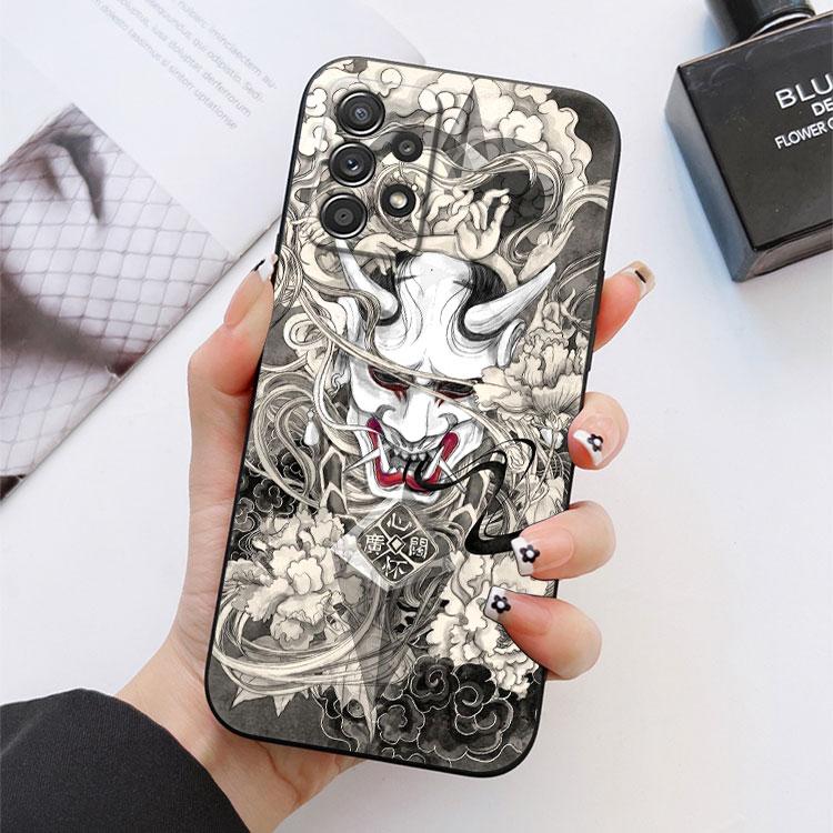 Samurai Ghost Hannya Ukiyo-E Mask Phone Case For Samsung S24 FE S25 Ultra A03 A04 A05 A06 A12 A13 A16 A26 A35 A36 A56 A55 Cover