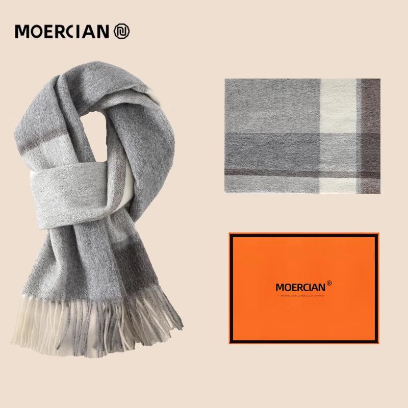 

Muerxi Мужской клетчатый шарф из чистой шерсти, подарочная коробка