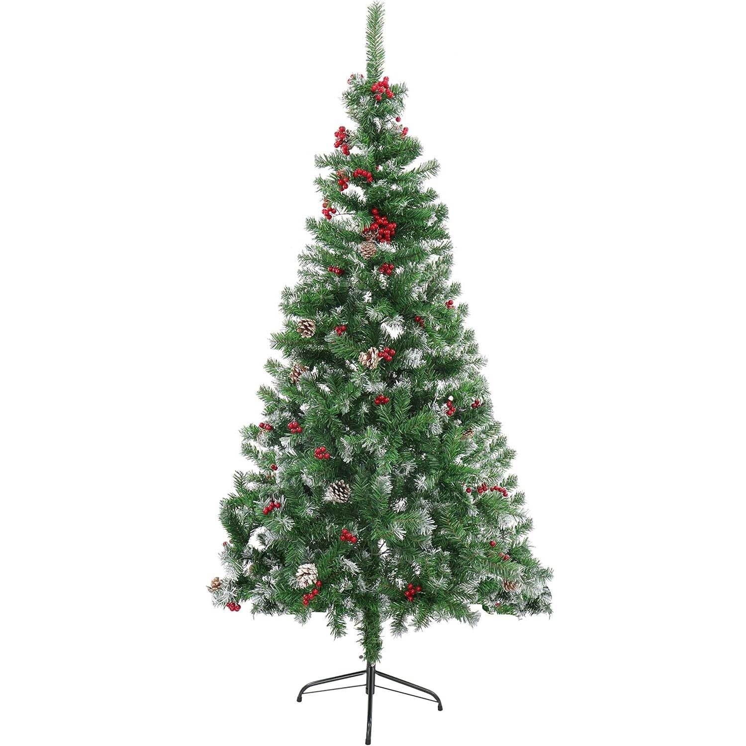 

Sutekus Christmas Tree, Snow Type, Garden Decoration, Red Berries, with Pine Cone (180cm)