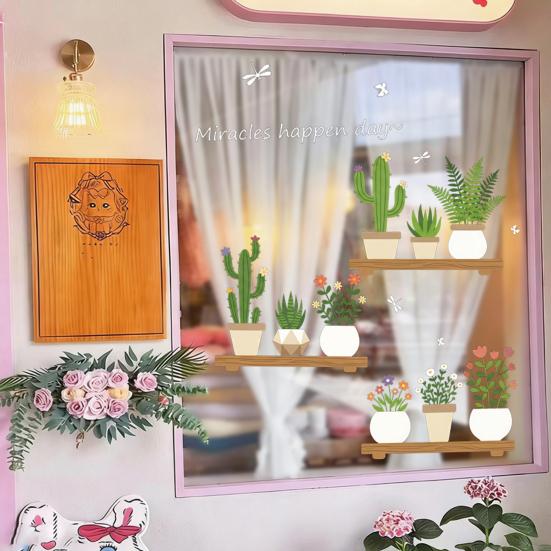 Hello Summer Window Clings Hawaiian Tropical Theme Static PVC Glass Sticker for Beach Pool Party Home Glass Doors Windows