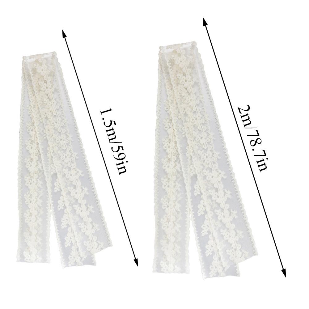 White Flower Lace Decorative Thin Scarf 150cm Skinny Scarf Women Y2K Long Narrow Lace Hollow Scarf Vintage Lace Trim Headband