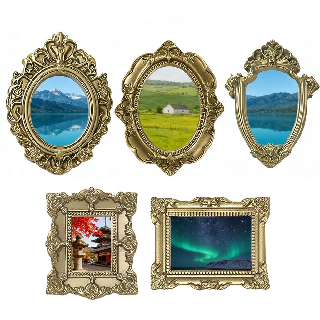 Hot Mini Vintage Picture Frames 5 Pieces Gold Antique Photography Decor Christmas Wall Photo Frames For Photography Decor Wall