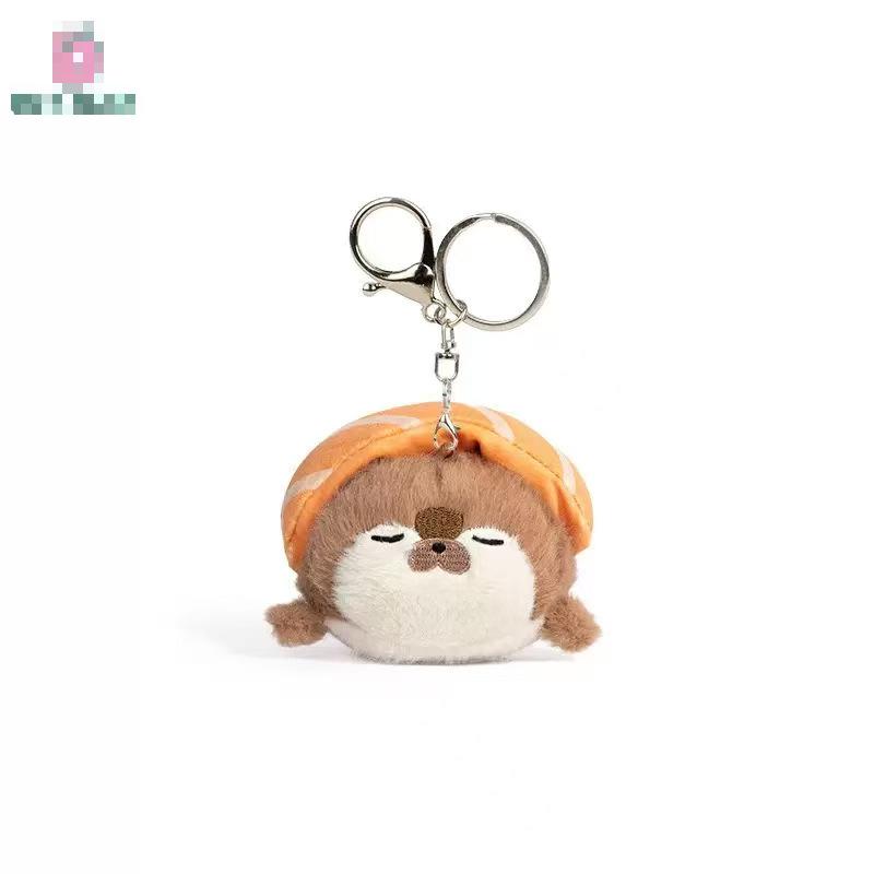Cute Cartoon Sushi Seal Plush Toy with Hanging Loop, Soft Otter Stuffed Animal Pillow Doll Birthday Gift