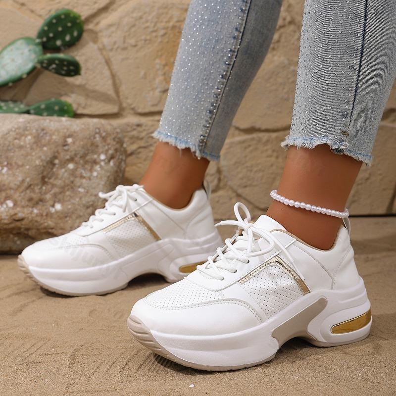 Women Casual Sneakers Spring New Breathable Mesh Comfort Soft Sole Chunky Sport Shoes Large Size Simple Versatile Platform Shoes