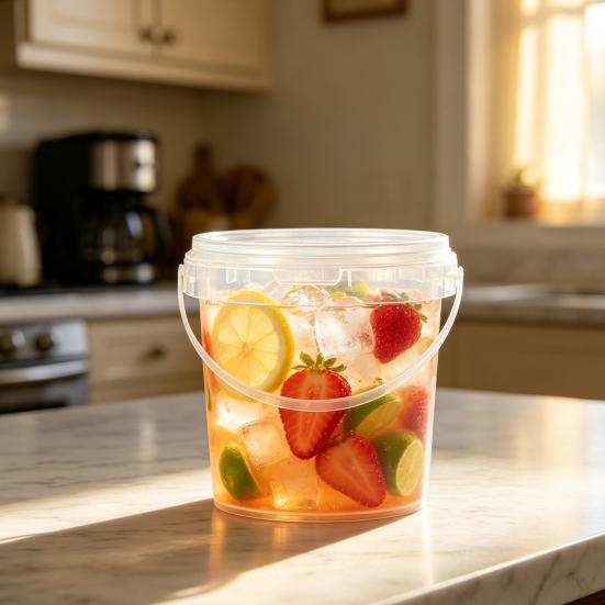 Leakproof Food Containers 2PCS Round Buckets, with Lid And Handle Disposable Containers, Moisture Proof Jars Stackable Food-grade Plastic Storage
