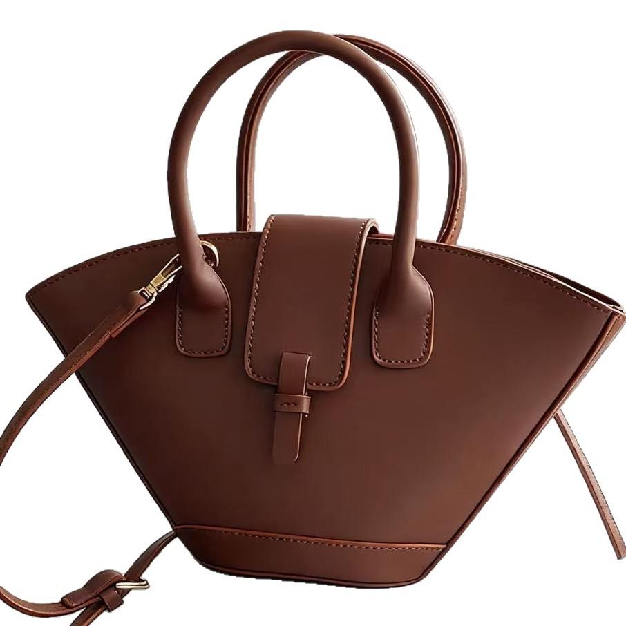 Fashi Designer Bucket Bag PU Leather Women Handbags Large Shoulder Crossbody Bags Half Mo Basket Bags for Women 2026 Tote