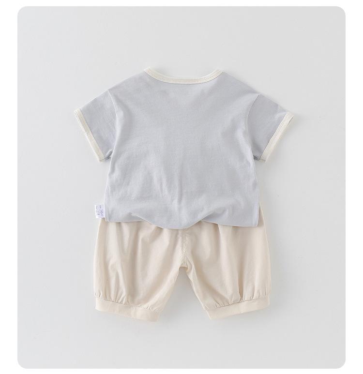 Summer Cartoon Patch Baby T-Shirt & Pants Set