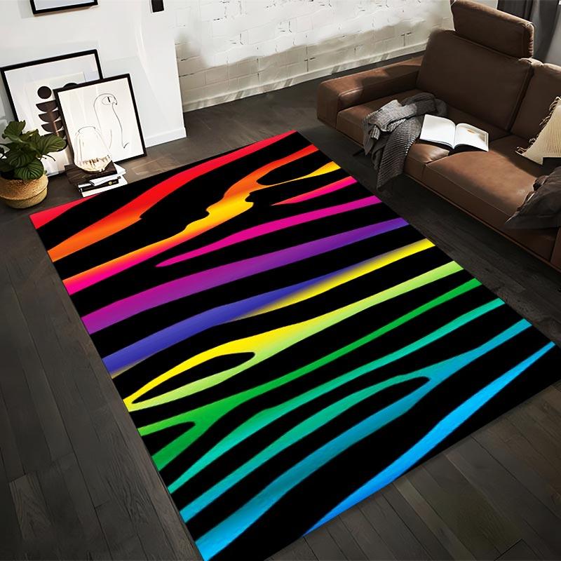 

Colorful Rainbow Zebra Stripe Pattern Modern Area Rug for Living Room Suitable for use as an anti-slip for living room bedroom sofas 40x60cm( 15x23in )