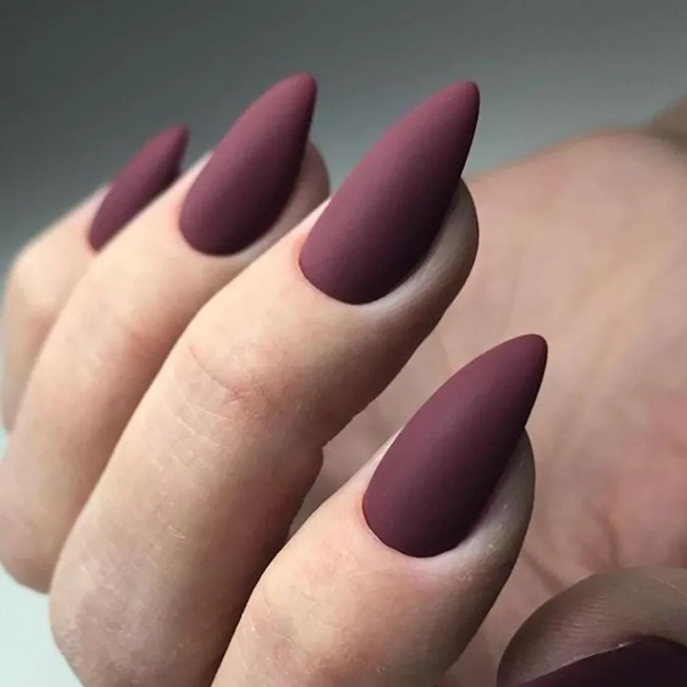 Waterproof Wearable Manicure Almond Fake Nails Pointed Head Matte style False Nail Full Cover Nail Tips Girl