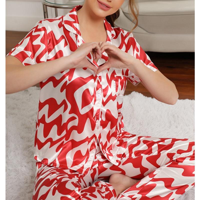 

Женская искусственная шелковая пижама с короткими рукавами для девочек, одежда с кондиционером, женская одежда для сна, домашняя одежда S