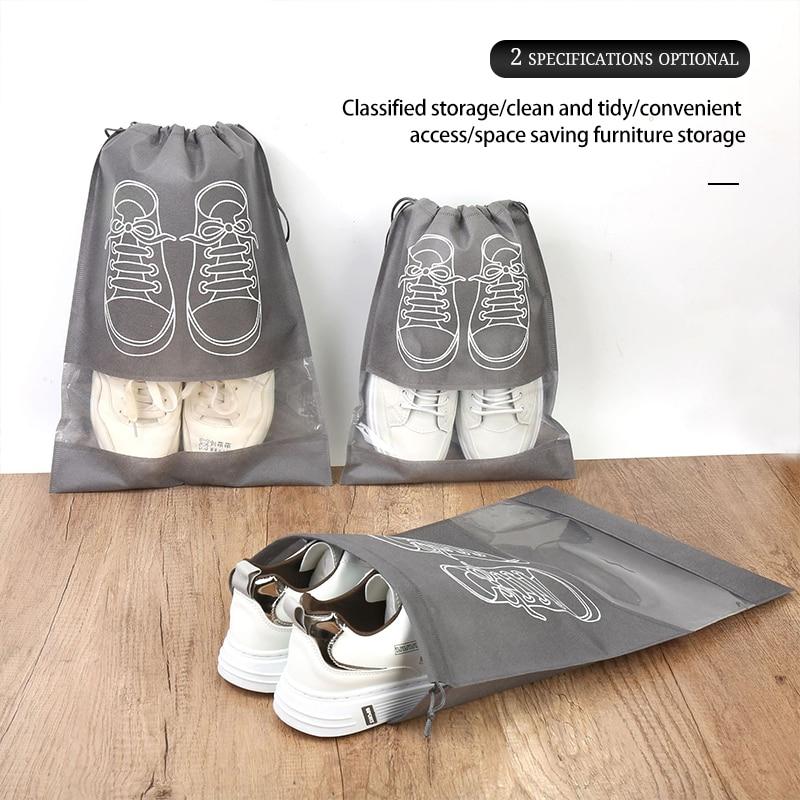 5pcs Shoes Storage Bag Nonwoven Travel Portable Shoes Bag Drawstring Dust Large Capacity Garment Classification Hanging Bags