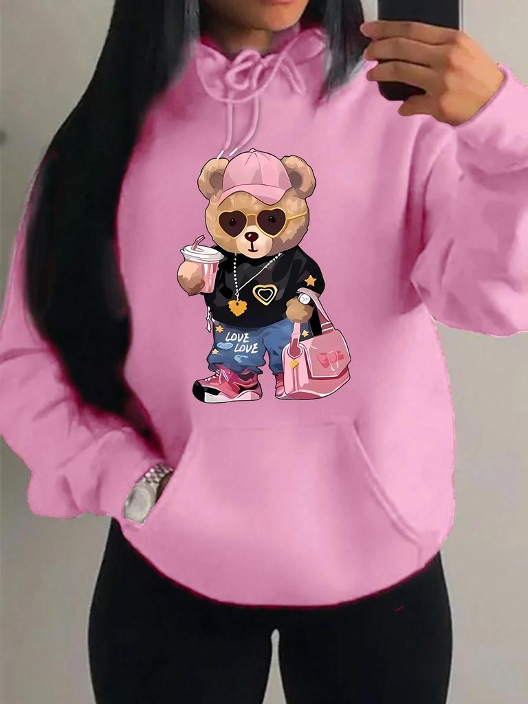 Cool Bären Schwester Muster Kreatives Design Damen Kleidung Kreativität Fleece Hoodie Harajuku Tasche Pullover Lustiger Herbst Kapuzenpullover