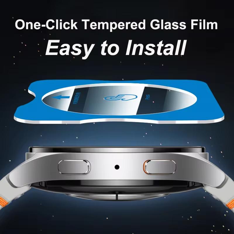 One-Click Tempered Glass for Samsung Galaxy Watch Ultra 47mm HD Screen Protector Bumper for Watch 8 7 6 classic 5pro 4 44mm 40mm