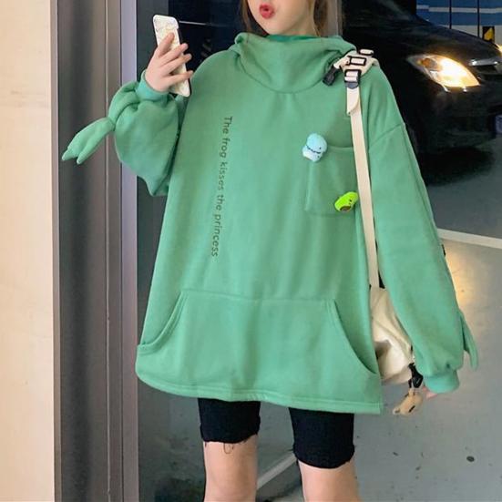 Απλό Unisex Φούτερ με Ζώα σε Σχήμα Κορεάτικου Στυλ με Πλούσια Ζακέτα με Κουκούλα