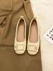 French single shoes women's square head shallow mouth flat shoes spring and autumn new one-pedal lazy shoes 2025 fairy wind Doudou shoes