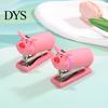 Small Desktop Stapler for Office Desk Mini Cartoon Stapler, Cute Pig Shape, Portable Lightweight PVC Easy Use Daily Homework Shell Binding Tool,